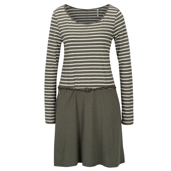 Rochie kaki&crem cu model în dungi Ragwear Daya Organic