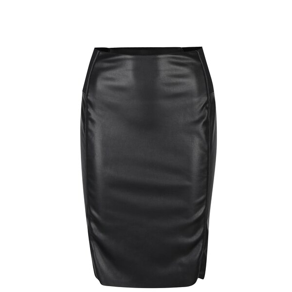 Fustă neagră creion cu aspect de piele - VERO MODA Rib