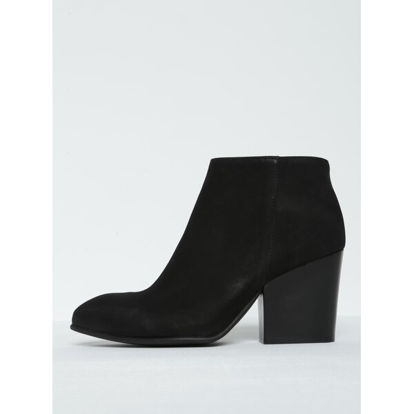 Botine negre din piele întoarsă cu toc stabil - Selected Femme Amber