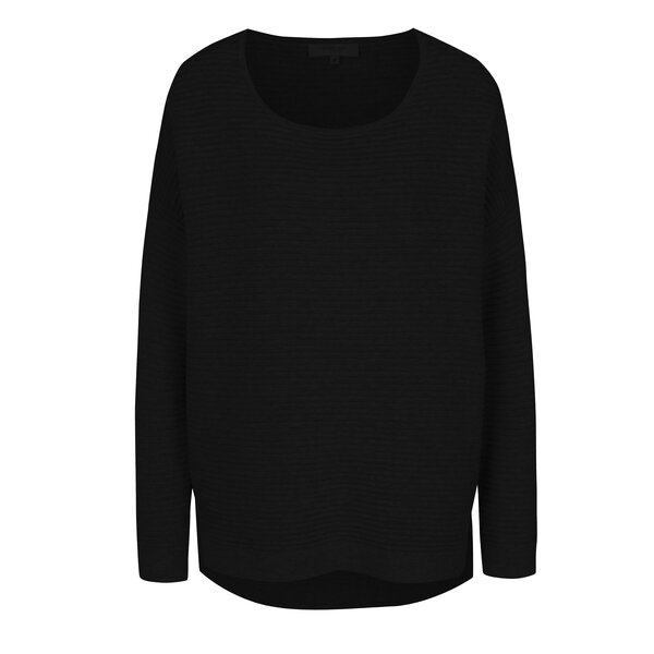 Pulover negru cu dungi în relief Selected Femme Laua
