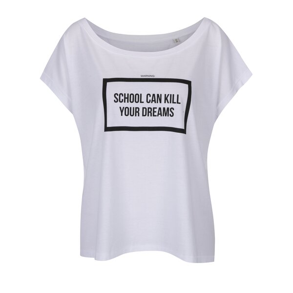 Tricou oversize alb cu mesaj din bumbac organic - ZOOT Originál School can kill