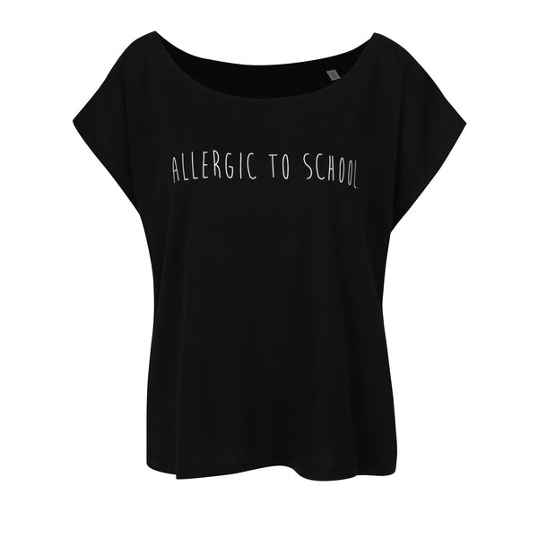 Tricou negru cu mesaj din bumbac organic - ZOOT Originál Allergic to school