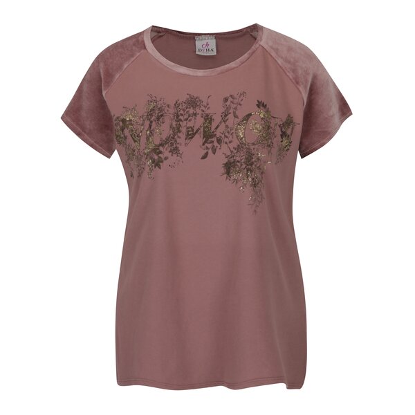 Tricou roz cu print - DEHA