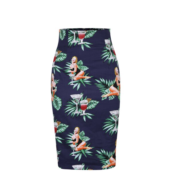 Fustă creion bleumarin cu print - Dolly & Dotty Falda