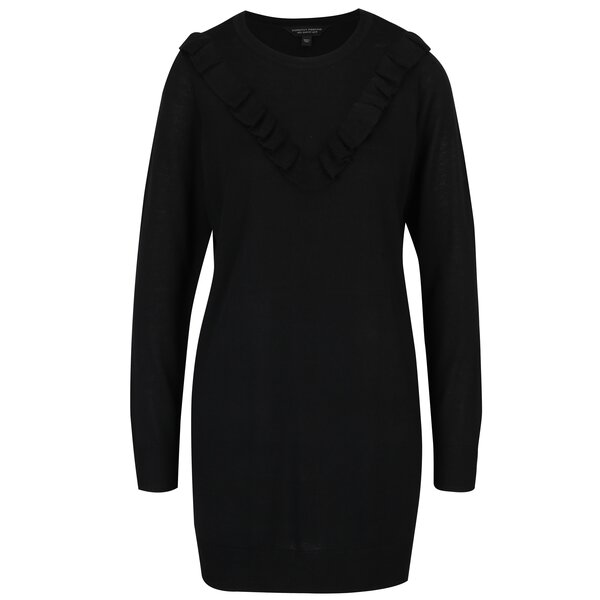 Pulover negru lung cu volănaș Dorothy Perkins