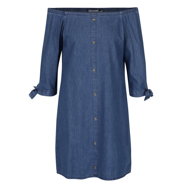 Rochie albastră din denim cu decolteu pe umeri Dorothy Perkins