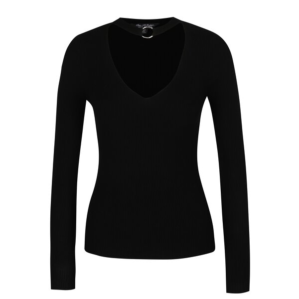 Bluză neagră cu chocker cu detaliu argintiu - Miss Selfridge