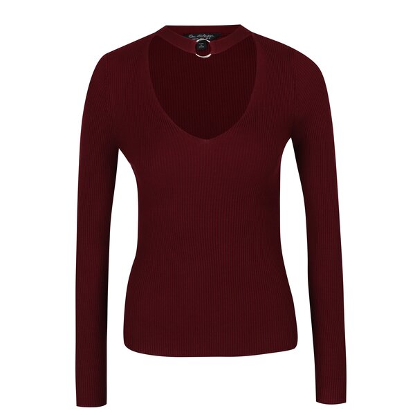 Bluză roșu bordo cu choker - Miss Selfridge