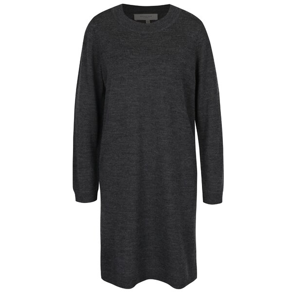 Rochie tricotată gri melanj cu slițuri Selected Femme Eileen