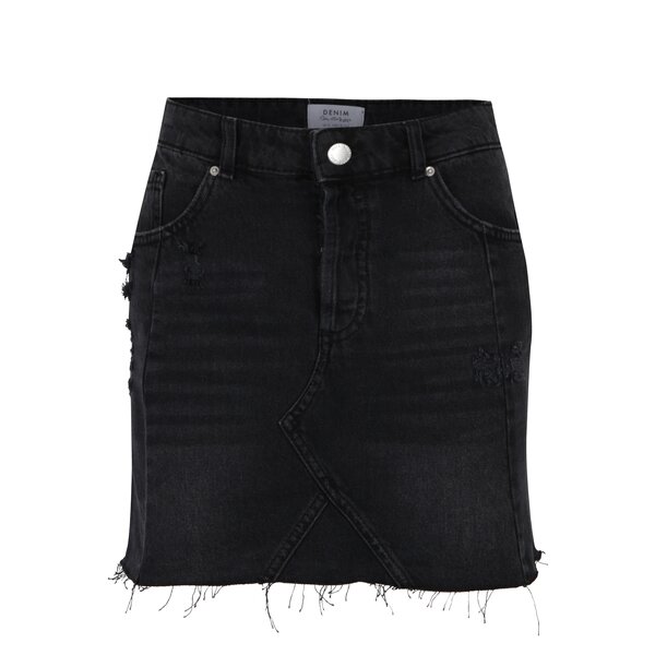 Fustă gri din denim cu aspect prespălat - Miss Selfridge