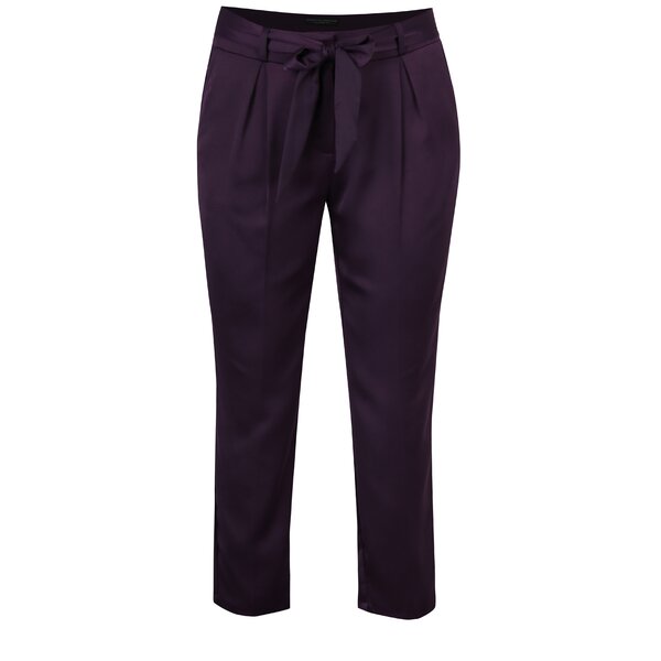 Pantaloni violet cu fundă în talie - Dorothy Perkins