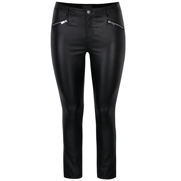 Pantaloni negri skinny cu fermoare și aspect de piele Dorothy Perkins