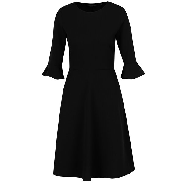 Rochie neagră cu mâneci 3/4 și volane Dorothy Perkins