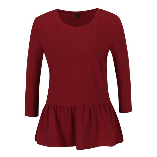 Bluză peplum vișinie cu mâneci 3/4 ONLY Live