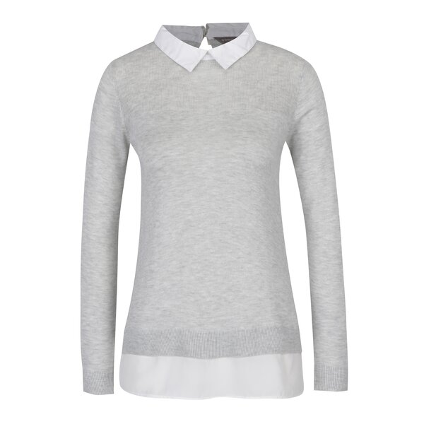 Pulover gri melanj cu aspect 2 în 1 Dorothy Perkins Petite