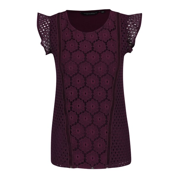 Top violet din dantelă cu volane la mâneci Dorothy Perkins
