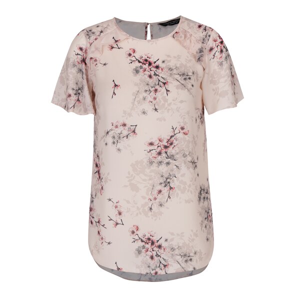 Bluză roz cu print floral și volane Dorothy Perkins