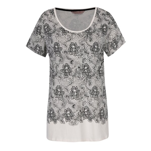 Tricou crem cu print floral negru Dorothy Perkins