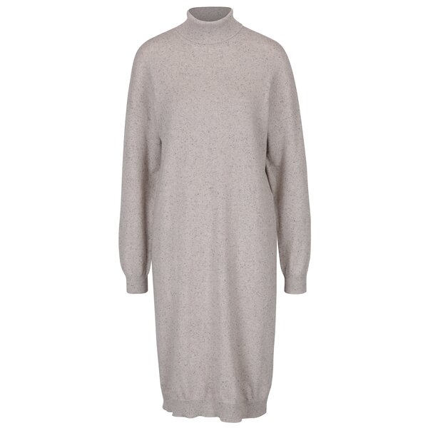 Rochie bej tricotată cu mâneci lungi și guler înalt Noisy May Momo