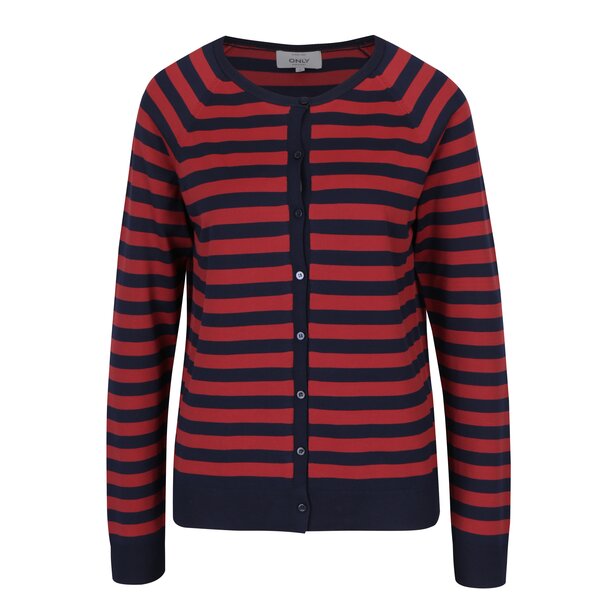 Cardigan roșu&bleumarin cu nasturi și dungi ONLY Bell Lisa