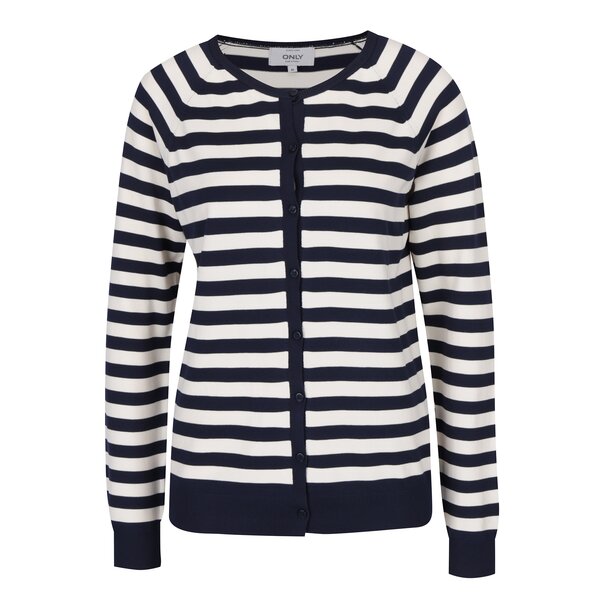 Cardigan bleumarin&crem cu nasturi și dungi ONLY Bell Lisa