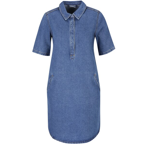 Rochie cămașă albastră din denim cu mâneci medii Noisy May Bell