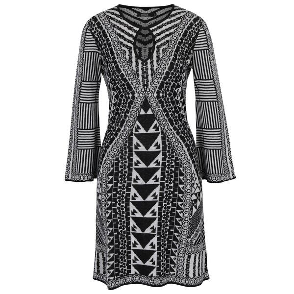 Rochie din mătase și bumbac alb & negru - Desigual Hayley