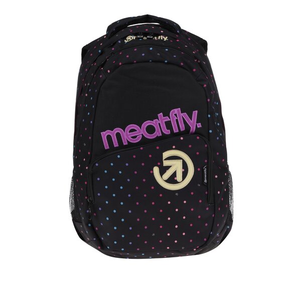 Rucsac negru cu buline roz unisex - Meatfly Exile 2 22 l