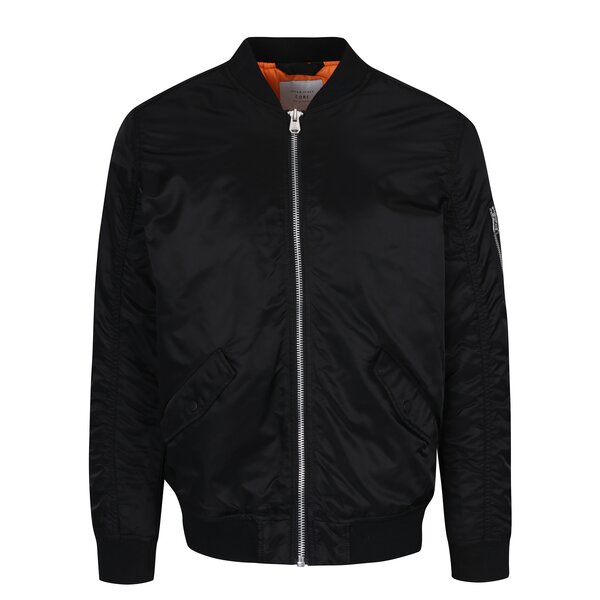 Geacă bomber neagră cu buzunare Jack & Jones Bias