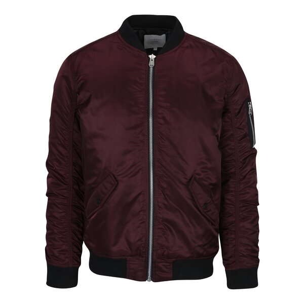 Geacă bomber vișinie cu buzunare Jack & Jones Bias