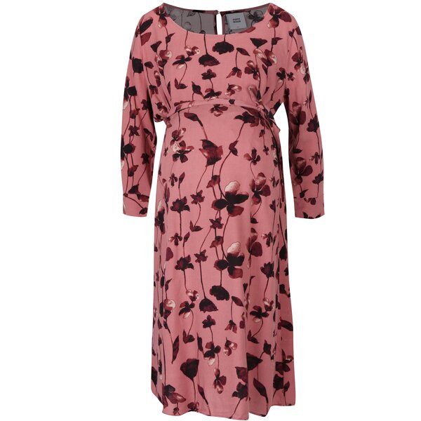 Rochie roz cu mâneci 3/4 pentru gravide Mama.licious Leaf