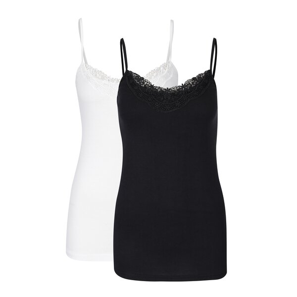Set de două topuri alb și negru cu dantelă VERO MODA New Ratli