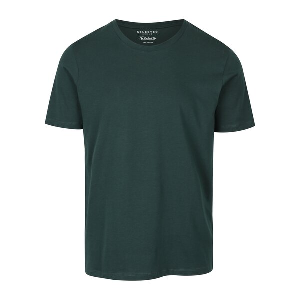 Tricou verde închis din bumbac pima pentru bărbați - Selected Homme The Perfect