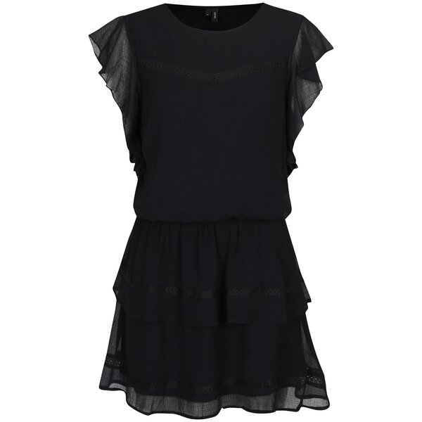 Rochie neagră cu volane - VERO MODA Aruba