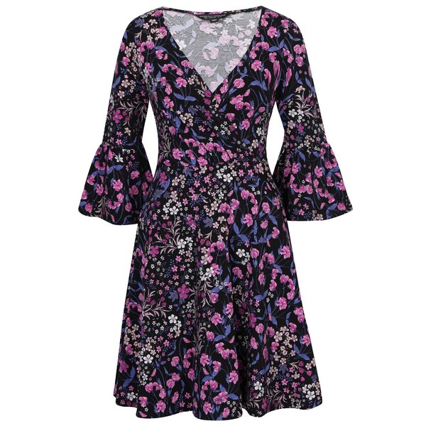 Rochie cloș cu flori și mâneci clopot Dorothy Perkins
