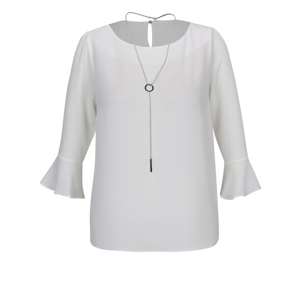Bluză crem cu manșete ample și colier lung Dorothy Perkins Petite