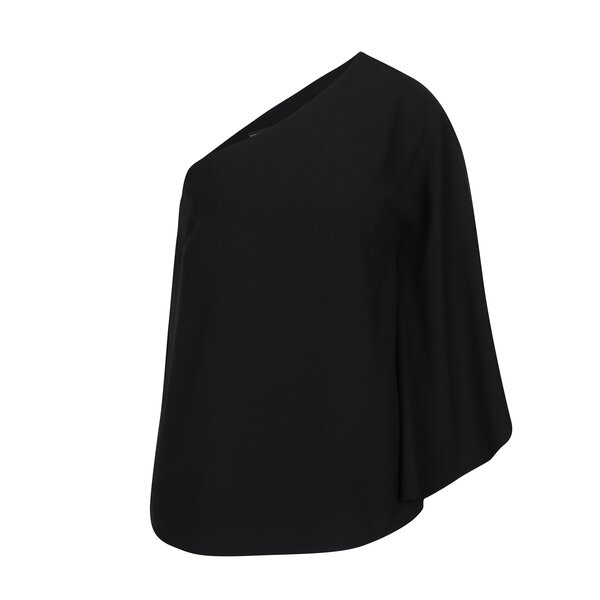 Bluză neagră cu volan asimetric Dorothy Perkins
