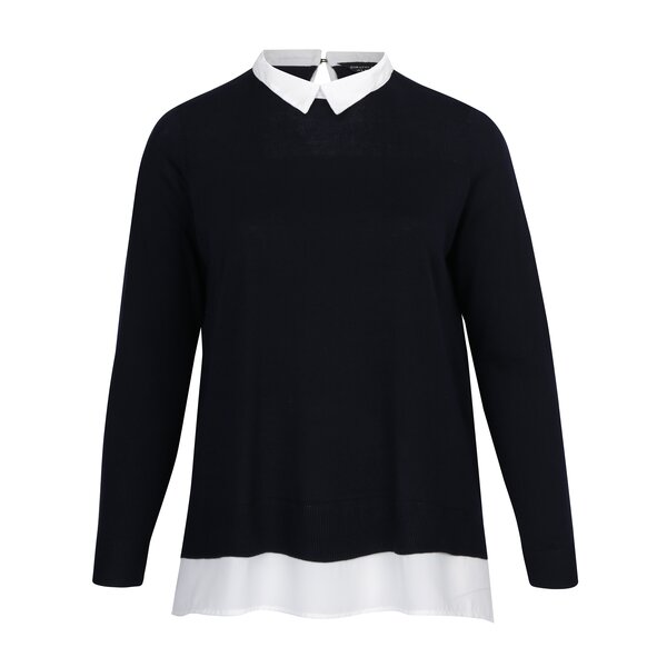 Bluză bleumarin&crem cu aspect 2 în 1 Dorothy Perkins Curve