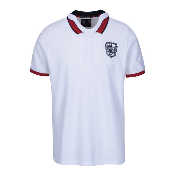 Tricou polo alb cu broderie pentru bărbați - Jimmy Sanders