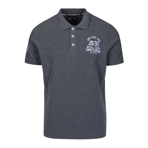 Tricou polo gri melanj cu logo brodat pentru bărbați - Jimmy Sanders