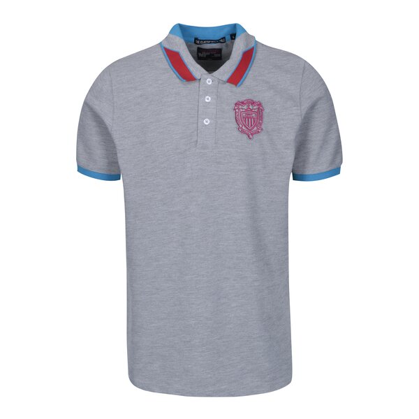 Tricou polo gri cu logo brodat pentru bărbați - Jimmy Sanders