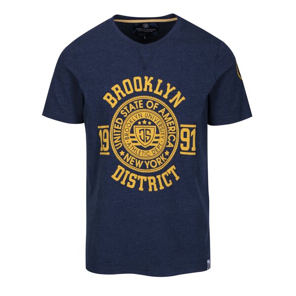 Tricou din bumbac bleumarin cu print - Jimmy Sanders