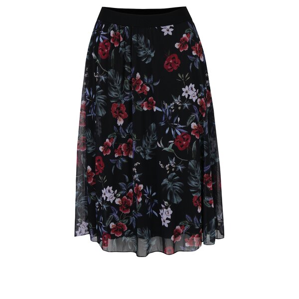 Fustă midi neagră cu print floral Haily´s Flower