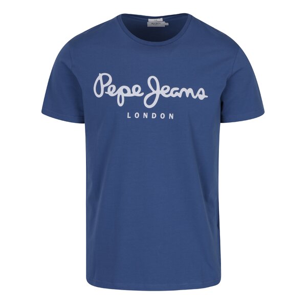 Tricou albastru cu logo print Pepe Jeans Original