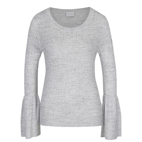 Pulover gri - deschis cu mâneci clopot VILA Lesly