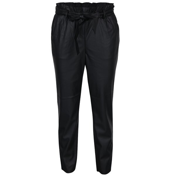 Pantaloni negri din imitație de piele VILA Anja
