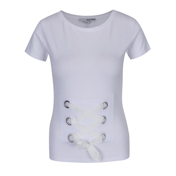 Tricou alb tip corset cu șiret în talie - TALLY WEiJL