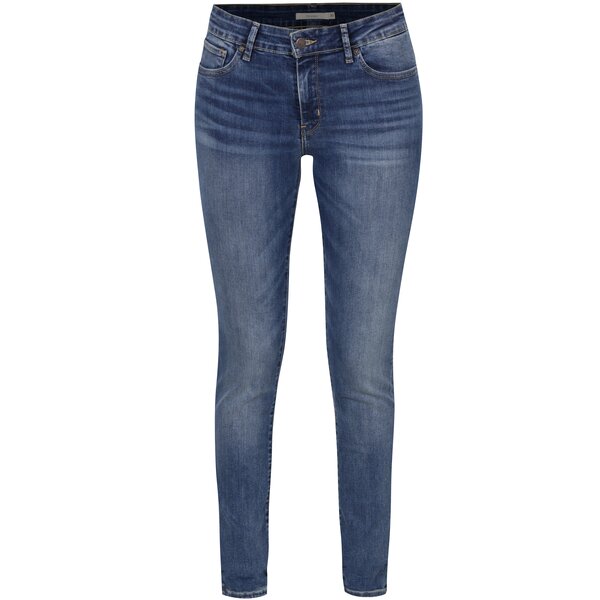 Blugi albastri skinny cu aspect prespălat pentru femei Levis® Antiqued