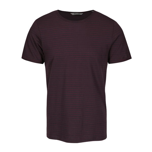 Tricou roșu bordo cu dungi ONLY & SONS Albert Stripe