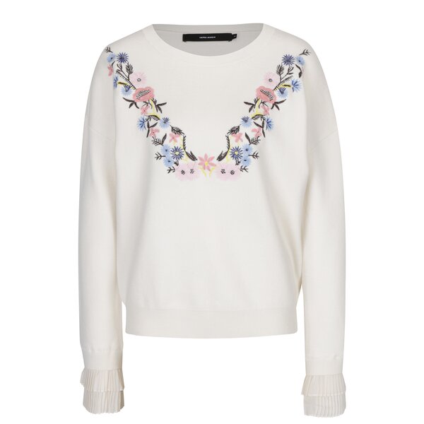 Pulover crem cu broderie florală VERO MODA Costa